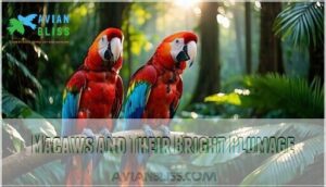 macaws and their bright plumage
