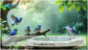 nearby perches and trees