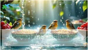 providing fresh water and food providing fresh water and food