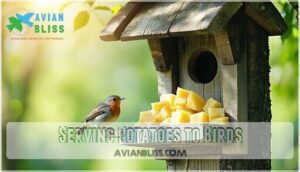 serving potatoes to birds