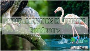 unique adaptations in different bird species