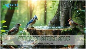 bathing and seeking shade