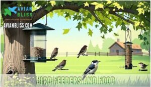 bird feeders and food