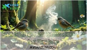 birds in the wild use various methods to deal with fleas