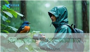 birdwatching in rainy conditions