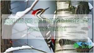 black red and white birds