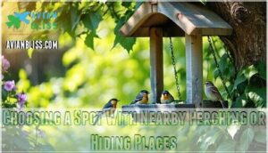 choosing a spot with nearby perching or hiding places