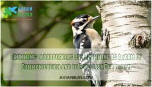 drumming: woodpeckers use drumming as a form of communication and to establish territory