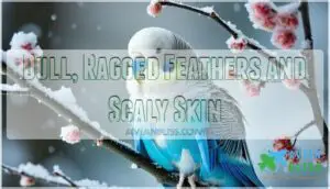 dull, ragged feathers and scaly skin