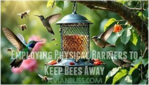 employing physical barriers to keep bees away