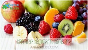 feeding fruits to parrots