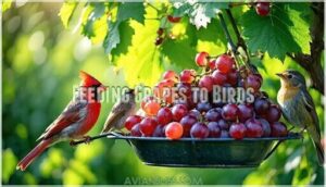 feeding grapes to birds