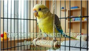 fleas and mites can infect pet birds, causing discomfort