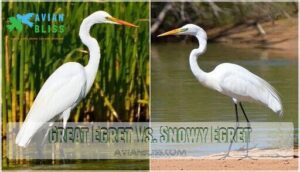 great egret vs. snowy egret