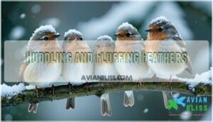 huddling and fluffing feathers