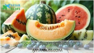 low sugar fruits for parrots