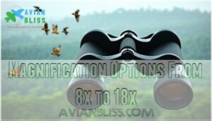 magnification options from 8x to 18x