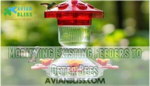 modifying existing feeders to deter bees