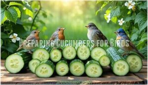 preparing cucumbers for birds