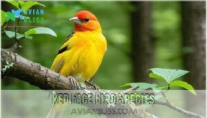 red face bird species