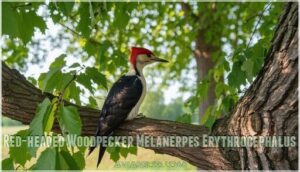 red-headed woodpecker melanerpes erythrocephalus
