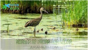 shores of ponds and lakes