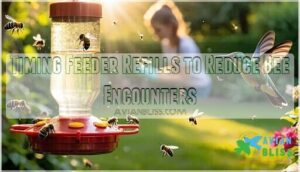 timing feeder refills to reduce bee encounters