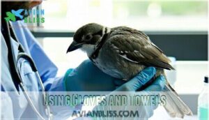 using gloves and towels