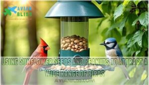 using sunflower seeds and peanuts to attract a wide range of birds