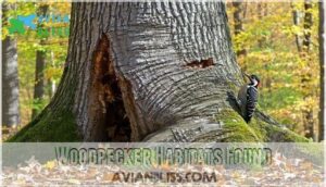 woodpecker habitats found