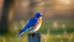 bright blue head and wings (males)