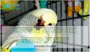 chipped or bleeding beak requires attention