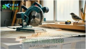 cutting wood pieces