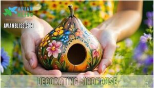 decorating birdhouse