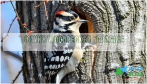 downy woodpecker foraging