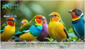 finches in brilliant colors