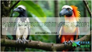 gradual development of adult plumage