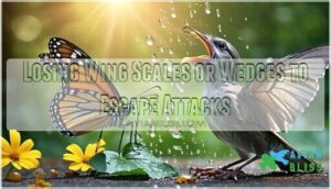 losing wing scales or wedges to escape attacks