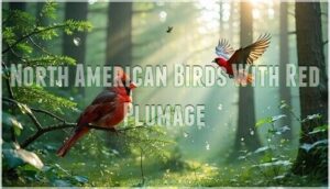 north american birds with red plumage