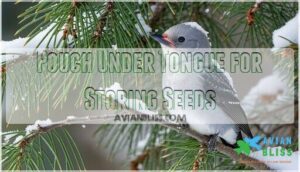 pouch under tongue for storing seeds