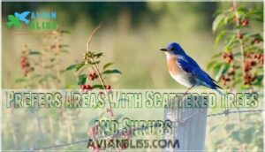 prefers areas with scattered trees and shrubs