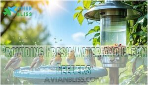 providing fresh water and clean feeders