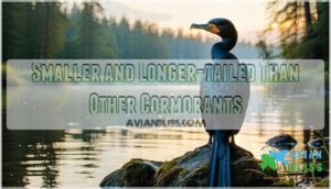 smaller and longer-tailed than other cormorants