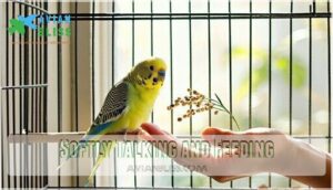 softly talking and feeding