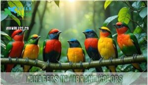 tanagers in vibrant colors