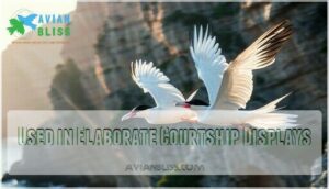 used in elaborate courtship displays