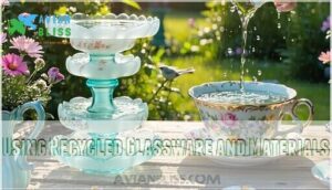 using recycled glassware and materials