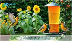 backyard feeders and gardens
