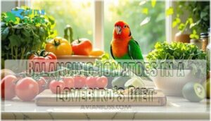 balancing tomatoes in a lovebird's diet