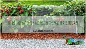 bird netting and inorganic mulch